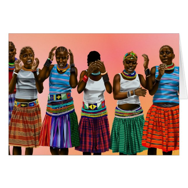 Cartão Africano tradicional que canta (Frente Horizontal)