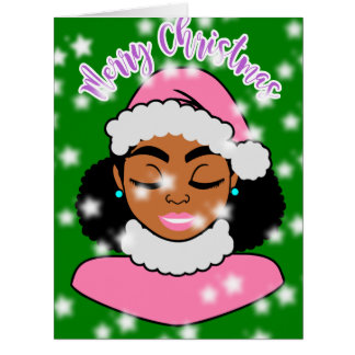 Cartão Afro Black Girl no Natal