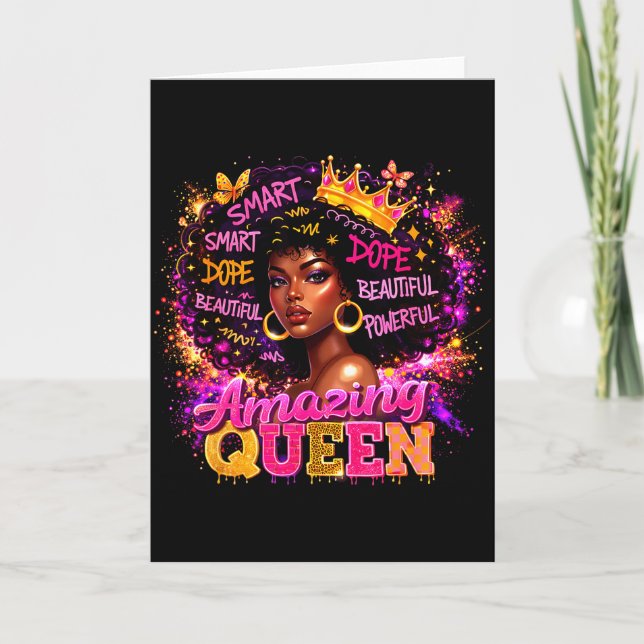 Cartão Afro Girl Black Women African Melanin Queen  (Frente)