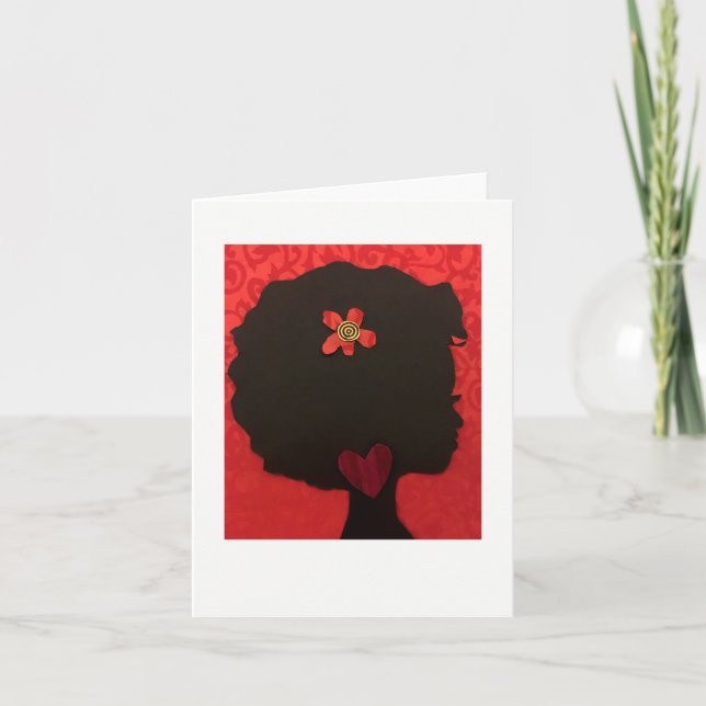 Cartão Afro Heart Design Notecard, por Alicia L. McDaniel (Frente)