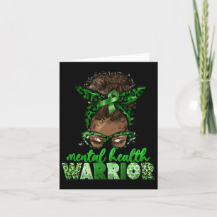 Cartão Afro Messaging Leopard Fita Verde Saúde Mental