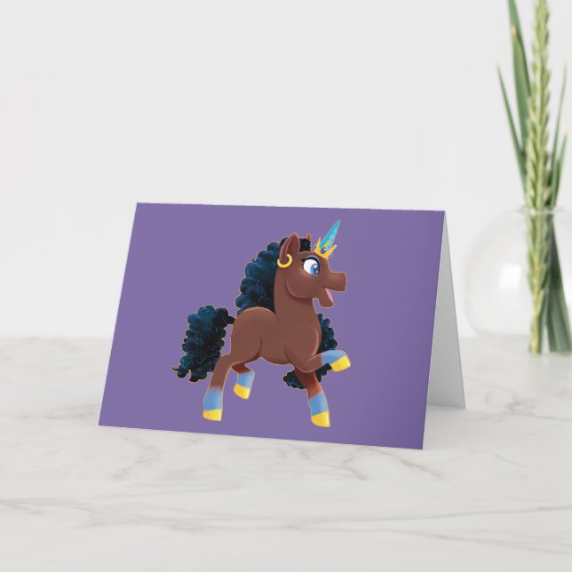Cartão Afro Unicorn | Magical Prancing (Frente)