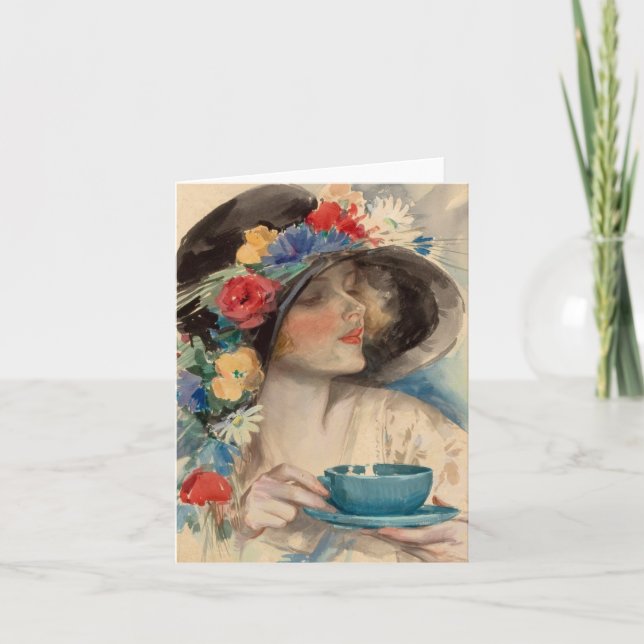 Cartão Afternoon Tea - Harrison Fisher (Frente)