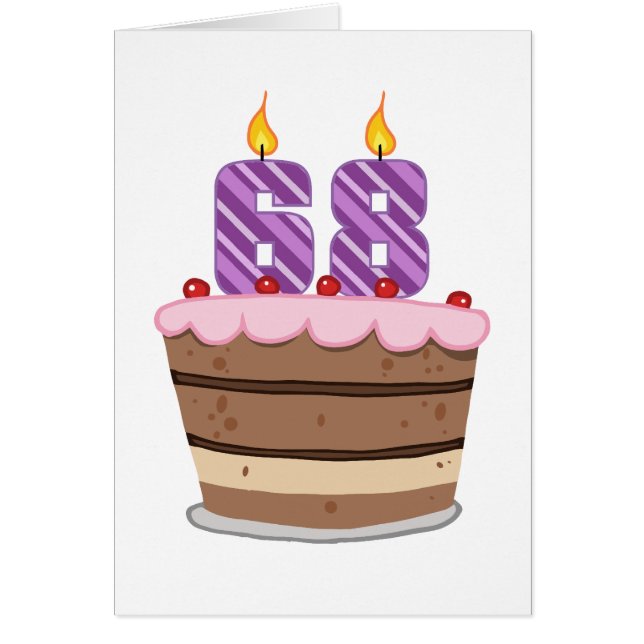 Cartão Age 68 on Birthday Cake (Frente)