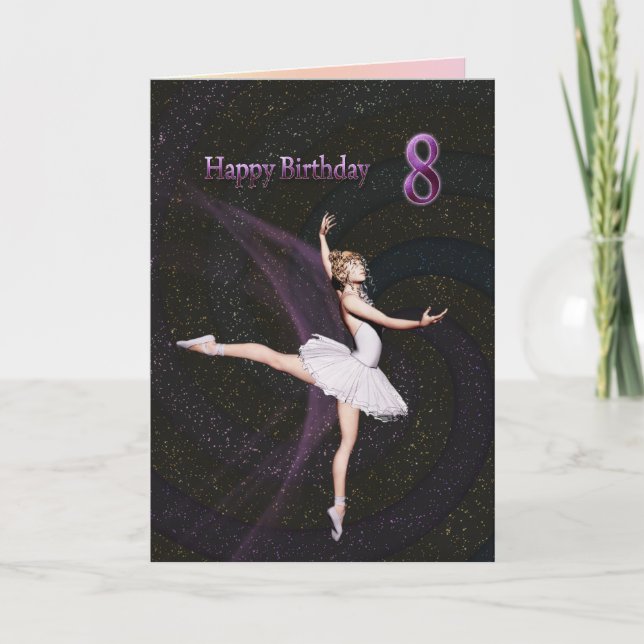 Cartão Age 8, a ballerina birthday card (Frente)