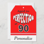 Cartão Aged to Perfection at 90 | 90th Birthday<br><div class="desc">Giant Gift Tag. ✔Note: Not all template areas need changed. 📌If you need further customization, please click the "Click to Customize further" or "Customize or Edit Design"button and use our design tool to resize, rotate, change text color, add text and so much more.⭐This Product is 100% Customizable. Graphics and /...</div>