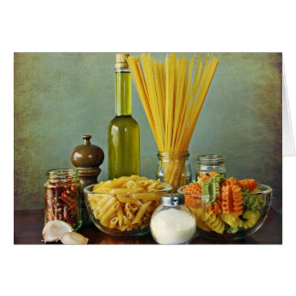 Cartão aglio, olio e peperoncino (alho, óleo e chili)