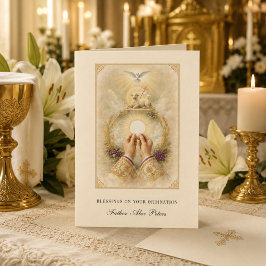 Cartão Agnus Dei Eucaristia Padre Ordenação Bênção