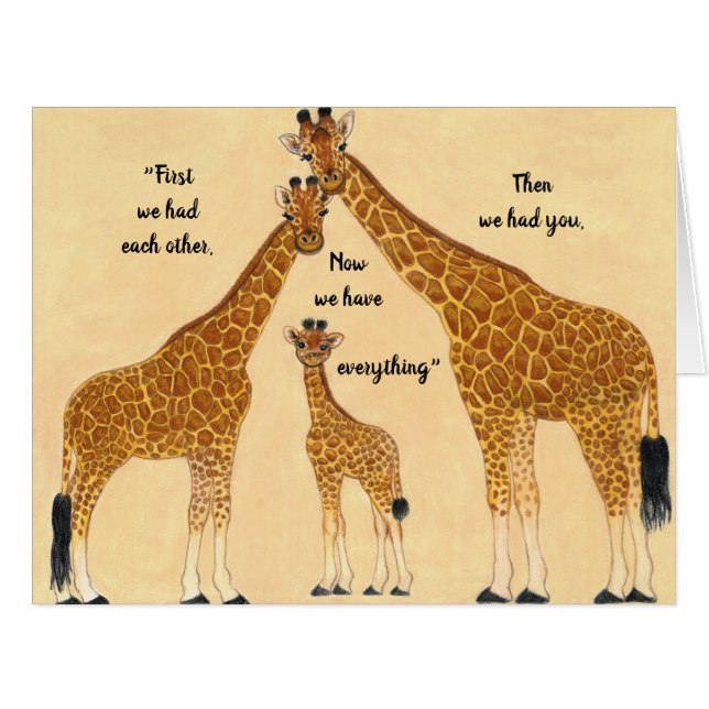 Cartão Agora Temos Tudo A Família Girafa (Frente horizontal)