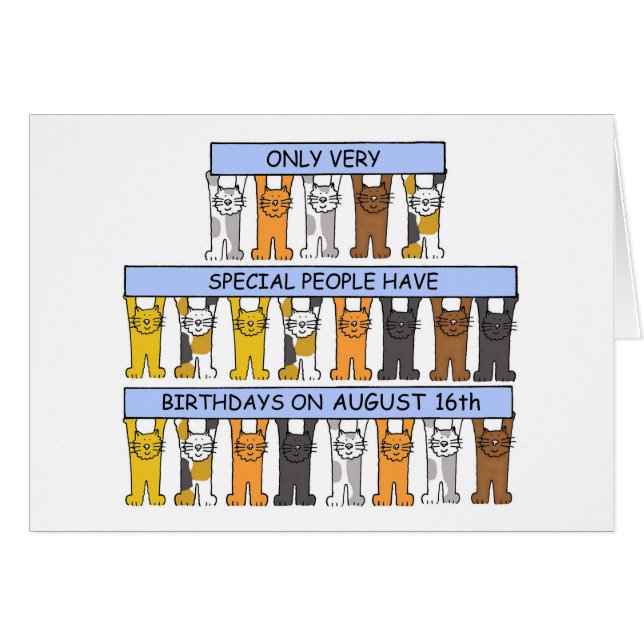 Cartão Agosto, 16 de aniversário (Frente Horizontal)