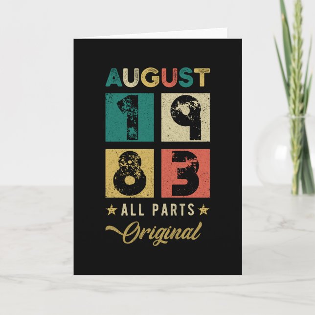 Cartão Agosto Aniversário Retro 1983 (Frente)
