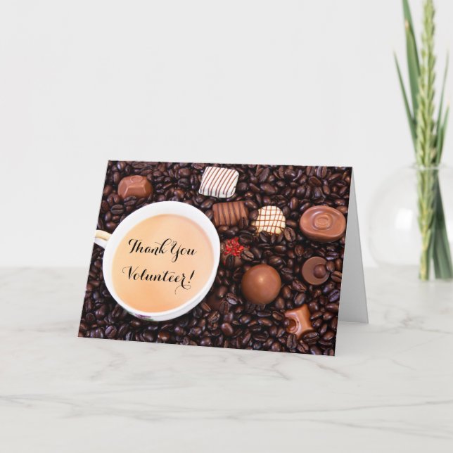 Cartão Agradecemos Trufas de Café e Chocolate ao Voluntár (Frente)