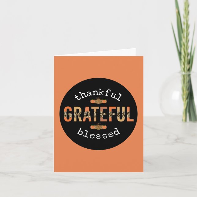 Cartão Agradecido Abençoado Fun Leão Impresso Outono (Frente)