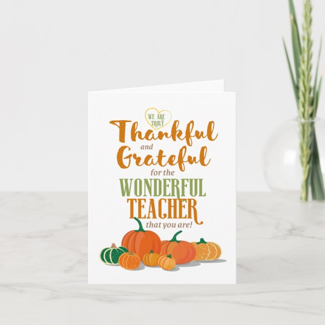 Cartão Agradecimento ao Professor Tema de Ação de Graças (Frente)