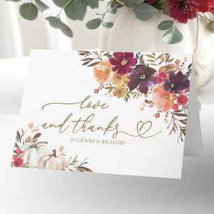 Cartão Agradecimento de Casamento Abóbora Branca Floral B