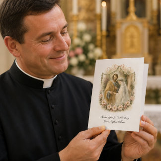 Cartão Agradecimento de Casamento Católico para o Padre