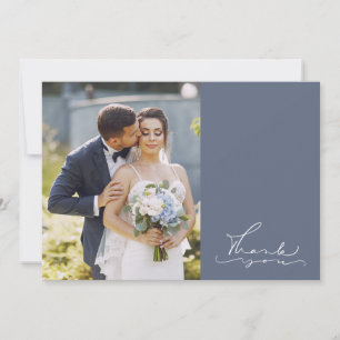 Cartão Agradecimento de Casamento com Foto em Letra Moder