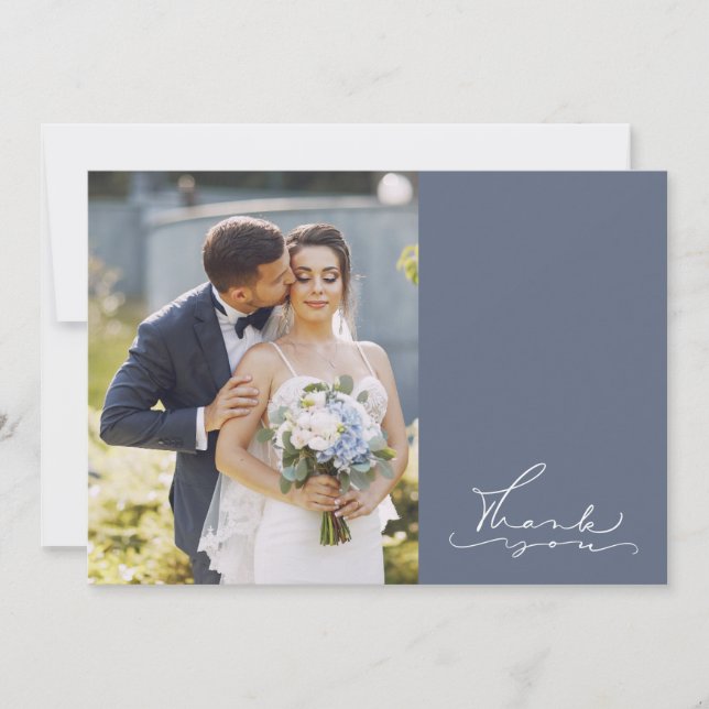 Cartão Agradecimento de Casamento com Foto em Letra Moder (Frente)