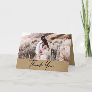 Cartão Agradecimento de Casamento com Foto Kraft Rústico