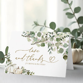 Cartão Agradecimento de Casamento de Outono com Abóboras