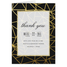 Agradecimento de casamento dourado e preto elegant