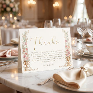 Cartão Agradecimento de Casamento Floral Blush