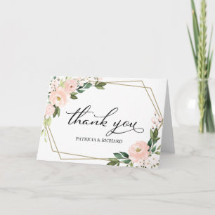 Cartão Agradecimento de Casamento Floral Geométrico Rubor