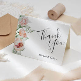 Cartão Agradecimento de Casamento Floral Primavera em Aqu