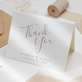Cartão Agradecimento de Casamento Moderno em Script Lavan