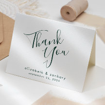 Agradecimento de Casamento Moderno em Script Verde