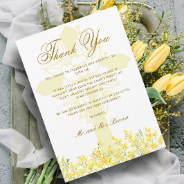 Cartão Agradecimento de Casamento Religioso Mimosa Amarel