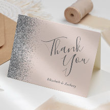 Agradecimento de Casamento Rosa Bege com Borda de 