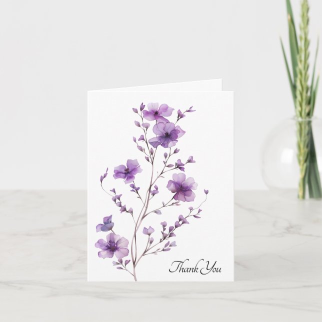 Cartão Agradecimento Simpatia Com Flores Roxas (Frente)