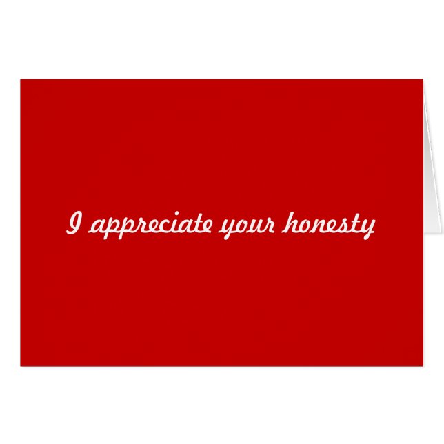 Cartão Agradeço a sua honestidade (Frente Horizontal)