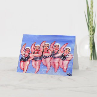 Cartão Água Aeróbica Divas Diversão Whimsical Chubby