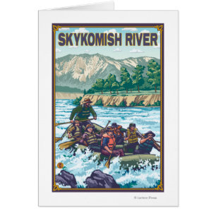 Cartão Água branca que transporta - rio de Skykomish,