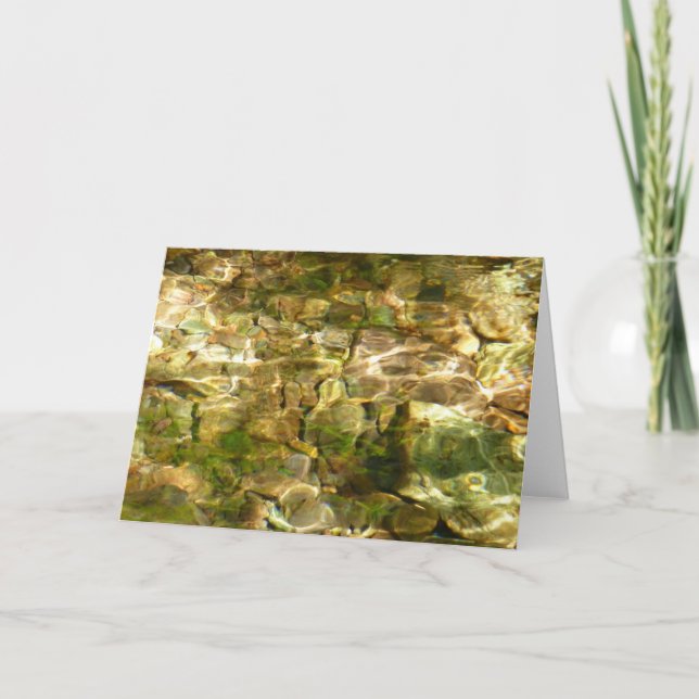 Cartão Água da natureza verde-Dourada de Primaveras quent (Frente)