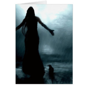 Cartão água de chuva morrigan do corvo do corvo da deusa