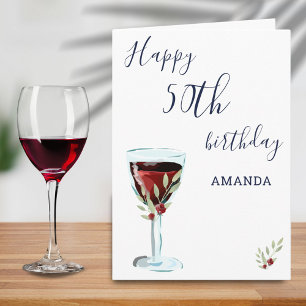 Cartão Água de Rosa de Vinho Tinto Rústico Aquarela 50º A