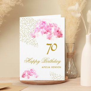 Cartão Água-forte de Orquídea Rosa com Brilho Dourado par