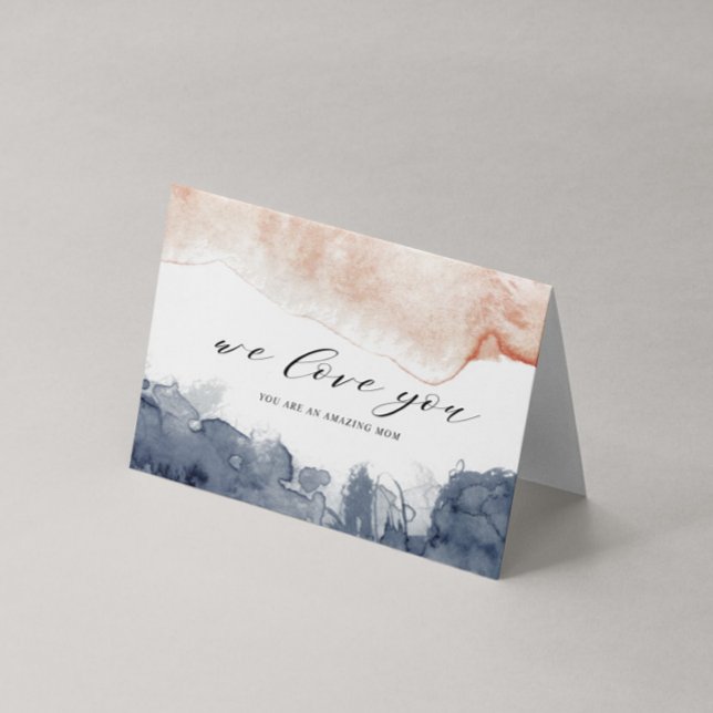 Cartão Água-forte Rosa e Azul para o Dia das Mães (Criador carregado)