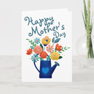 Cartão Água pode Cheio de flores Dia de as mães feliz