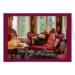 Cartão Aguardando placa de feriado de Papais noeis