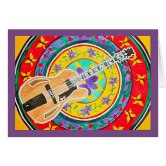 Cartão Aguarela da guitarra e da mandala