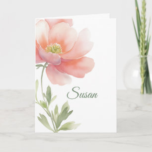 Cartão Aguarela de Flor Personalizada de Parabéns