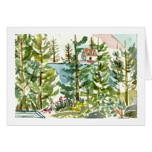 Cartão Aguarela do lago echo (Frente Horizontal)