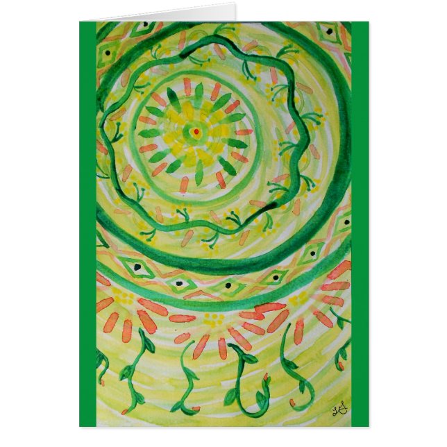 Cartão Aguarela floral abstrata da mandala (Frente)