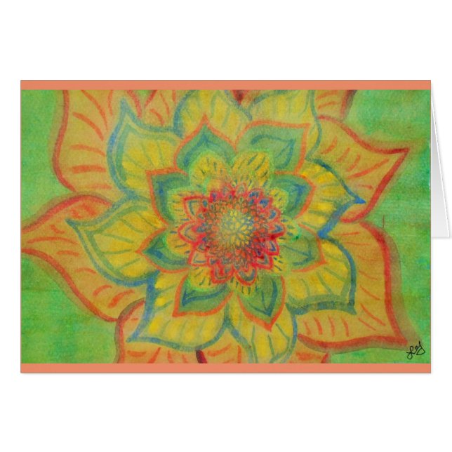 Cartão Aguarela floral abstrata vibrante (Frente Horizontal)