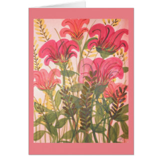 Cartão Aguarela floral cor-de-rosa abstrata
