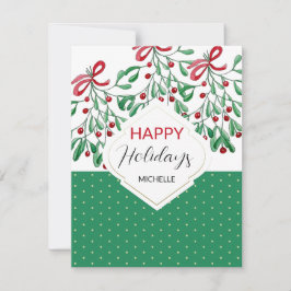 Cartão Aguarela Moderna Boho Mistletoes Feriado